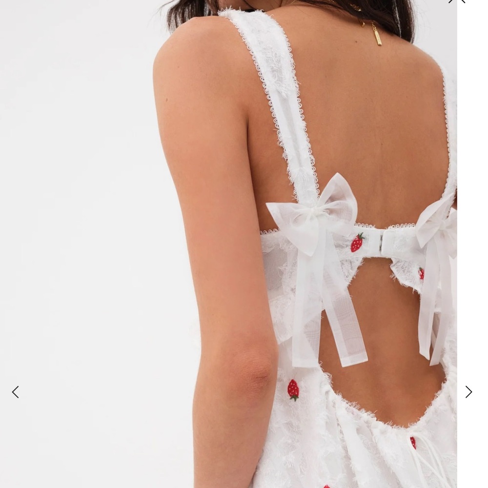 NEW For Love and lemons Tesoro Mini Dress size M, White and red - Picture 4 of 6